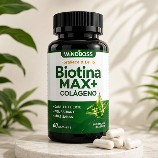 BIOTINA MAX + COLAGENO - FORTALECE TU CABELLO Y UÑAS
