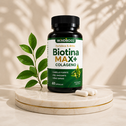 BIOTINA MAX + COLAGENO - FORTALECE TU CABELLO Y UÑAS